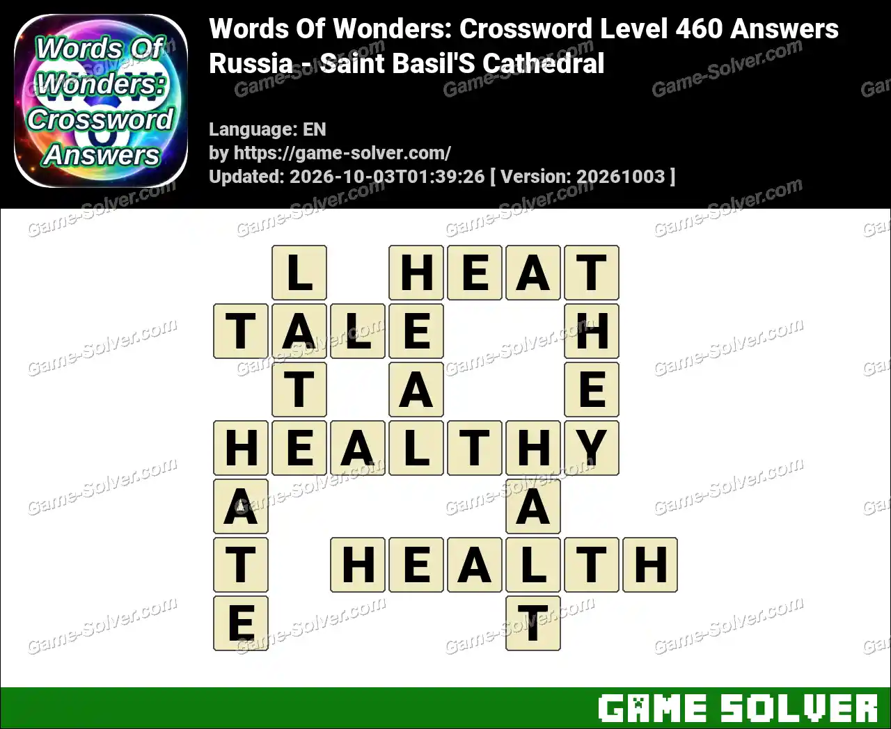 Words Of Wonders: Crossword Level 460 Answers – Russia – Saint Basil’S Cathedral